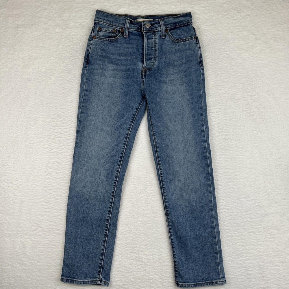 Levis Jeans Womens 26 Blue Wedgie Straight Leg‎ Stretch Button Fly Denim 28x26